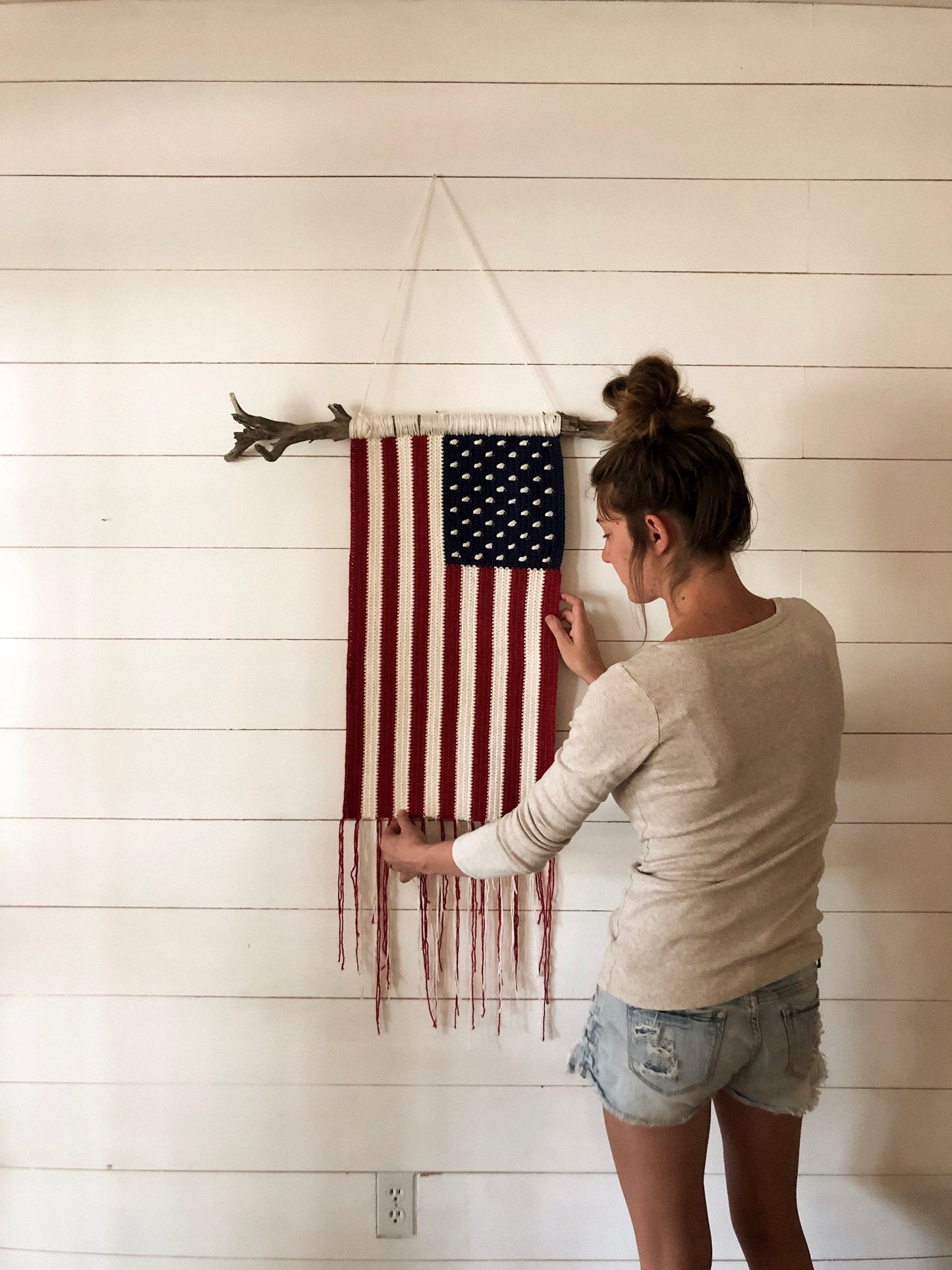 Crochet American Flag Wall Piece