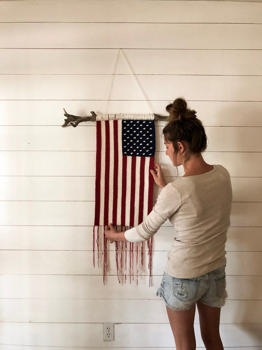 Crochet American Flag Wall Piece